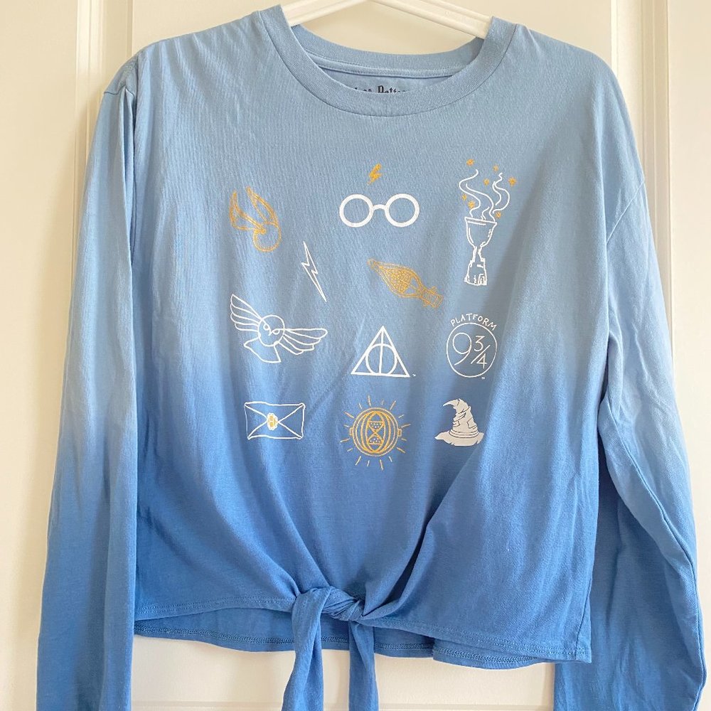 Harry Potter Slightly Crop Tie-Front Long-Sleeve T